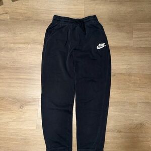 Nike Black Kids Jogger Sweatpants with White Swoosh